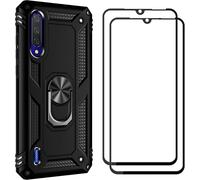 Housse De Protection Mil-Std 810g-516.6 Pour Xiaomi Mi 9 Lite Avec Verre Trempé, Support Magnétique Voiture 360° Rotatif, 2 Écrans Protégés - Noir
