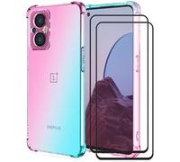 Housse De Protection Oneplus Nord N20 5g Avec 2 Films Verre Trempé - Antichoc, Anti-Rayures Et Dégradé Rose Vert
