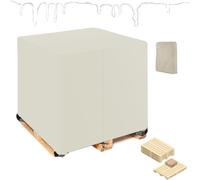 Housse de Protection Palette,420D oxford Bâche pour Palette de Stockage,Imperméables Couverture de Palettes de Pellets avec Fermeture Éclair＆Cordon de Serrage(Size:122*153*122cm,Color:Beige)