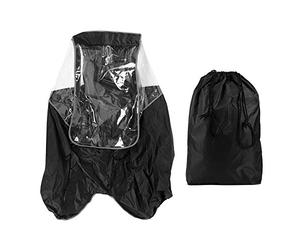 Housse de protection pluie pour vélo enfant, imperméable, résistante et légère, en polyester 210D noir avec couche intermédiaire transparente en TPU et EVA 2.0. Dimensions : 78 x