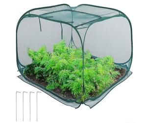 Housse de protection pop-up en maille fine résistante aux intempéries pour plantes - 4 piquets de sol - Protection contre le vent - 80 x 80 x 80 cm