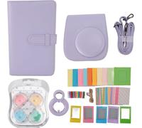 Housse de protection pour appareil photo instantané avec cadre photo Album Bandoulière Selfie Mirror Filter AutocollantPolyuréthaneEtui en cuir pour Instax Mini12 Iris Purple