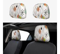 Housse de Protection pour appuie-tête de siège de Voiture, 2 pièces, Broderie personnalisée, Douce et Respirante, Motif Diamants dispersés, Style Moderne du Milieu du siècle, Accessoires Automobiles