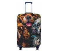 Housse de protection pour bagage de voyage avec motif carlin et élastique - Motif 3 chiens - Anti-rayures, Noir , L