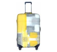 Housse de protection pour bagages - Gris et jaune tendance Art abstrait peinture impression valise, accessoires de voyage esthétiques, fermeture éclair invisible, blanc, S