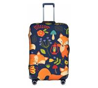 Housse de protection pour bagages - Mode mignon animal renard fleur imprimé valise, accessoires de voyage esthétiques, fermeture éclair invisible, blanc, S