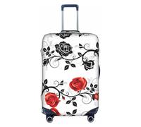 Housse de protection pour bagages - Motif floral tendance avec feuilles printanières - Accessoires de voyage esthétiques, fermeture éclair invisible, blanc, M