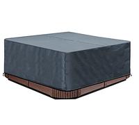 Housse de Protection pour Bain à Remous de Jardin - 200 x 200 x 85 cm - Carré - en Oxford 600D - Protector-Spa - Imperméable, Anti-poussière, Anti-UV, Coupe-Vent, Gris.
