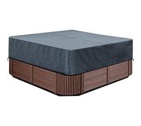 Housse de Protection pour Bain à Remous de Jardin - 220 x 220 x 30 cm - Carré - en Oxford 600D - Protector-Spa - Imperméable, Anti-poussière, Anti-UV, Coupe-Vent, Gris.