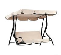 Housse de protection pour balancelle d'extérieur en tissu Oxford imperméable 210D avec couche argentée pour la protection contre la lumière du soleil et la pluie (grand beige trois places)