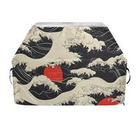 Housse de protection pour barbecue à gaz de style japonais, rouge, noir, blanc, nuages, 165 cm, imperméable, résistante à la décoloration et aux UV, avec cordon de serrage réglable pour protéger de la