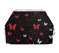 Housse de protection pour barbecue en plein air avec cordon de serrage réglable pour protéger de la poussière et du vent - Motif papillons Pixel Art - 165 cm