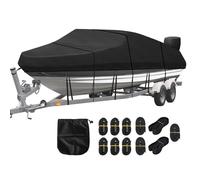 Housse de protection pour bateaux, 420D Oxford, pour bateaux, protection anti-UV, avec étui, pour coque en V, barque, bateaux de pêche, noir