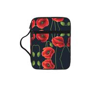 Housse de protection pour Bible avec boutons de fleurs cyan et fleurs rouges pour femmes et filles, avec poignée pour Bible de taille standard