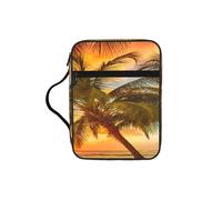 Housse de protection pour Bible avec motif cocotier sous le coucher du soleil - Pour femmes et filles - Avec poignée pour Bible de taille standard