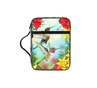 Housse de protection pour bible avec motif colibris et fleurs rouges hibiscus pour femmes et filles, avec poignée pour bible de taille standard