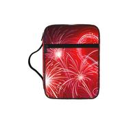 Housse de protection pour Bible avec motif feux d'artifice et cœurs rouges pour femmes et filles, avec poignée pour Bible de taille standard