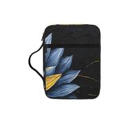 Housse de protection pour Bible avec poignée pour femme et fille Motif fleurs dorées Bleu turquoise