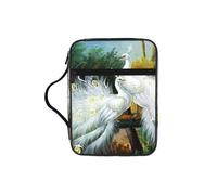 Housse de protection pour bible avec poignée pour femme et fille Motif paon blanc