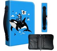 Housse de protection pour bibles de 24,1 x 17 cm - Cuir PU imperméable avec fermeture éclair, poignée et porte-stylo - Cadeau chrétien pour homme et femme, bateau pirate et dauphin