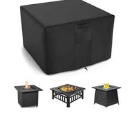 Housse De Protection pour Brasero/Foyer Extérieur en Oxford 420D - Imperméable, Anti-UV, Anti-poussière - avec Cordon De Serrage - Adaptable Aux Meubles De Patio (carré) (Noir 420D,92x92x61cm)