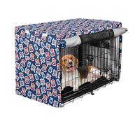 Housse de protection pour cage de chien avec drapeaux américains Bleu marine 91,4 cm