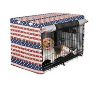 Housse de protection pour cage de chien rétro avec drapeaux américains