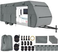 Housse de protection pour caravane VEVOR pour caravane de 8,5 à 9,4 m, housse de caravane en tissu Oxford imperméable au vent, housse de caravane universelle avec sac de rangement, patchs de réparatio