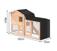 Housse de protection pour clapier à lapin avec construction robuste Noir 180 x 52 x 86 cm