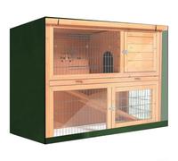 Housse de protection pour clapier double pour lapin - Résistante aux intempéries - Avec store enroulable - Convient aux clapiers de cochon d'Inde de 48 x 20 cm - 122 x 50 x 105 cm (vert)