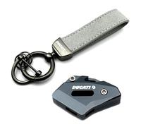 Housse de protection pour e moto Lanyard Key Pour Ducati Scrambler 400 800 1100 Accessoires De Moto CNC Porte-clés Coque De Protection Pièces En Cuir Porte-clés(A set Grey)