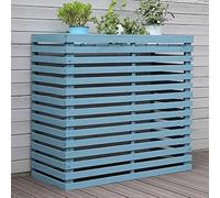 Housse de protection pour climatiseur extérieur à 4 panneaux - Grille de confidentialité à persiennes pour unité de climatisation - Bleu - 120 x 60 x 105 cm - Résistante aux intempéries - Protection