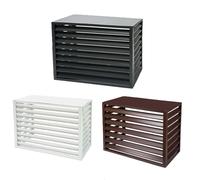 Housse de protection pour climatiseur extérieur, en aluminium, avec étagères décoratives, support de fleurs, 100 x 70 x 50 cm, élégante protection de jardin, résistante aux intempéries (couleur café)