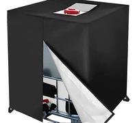 Housse de protection pour cuve IBC 1000 L avec fermeture éclair - Protection UV/poussière 116 x 100 x 120 cm - Housse imperméable pour récupérateur d'eau de pluie - Housse de protection renforcée noir