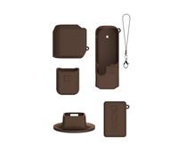 Housse de Protection pour DJI Pocket 4, Ensemble de Coques en Silicone Souple Comprenant Une Coque pour Boîtier, Un Cache-Objectif, Housses pour Poignées et Un Socle (Marron)