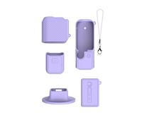 Housse de Protection pour DJI Pocket 4, Ensemble de Coques en Silicone Souple Comprenant Une Coque pour Boîtier, Un Cache-Objectif, Housses pour Poignées et Un Socle (Violet)