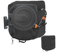 Housse de protection pour enrouleur de tuyau d'arrosage 61 x 45 x 61 cm, imperméable et résistante au soleil, fixation murale, avec cordon serrage et trou pour pulvérisateur, protection argent