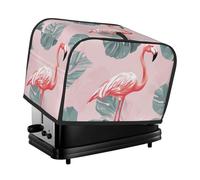 Housse de protection pour grille-pain à 2 tranches avec deux poches pour ranger un couteau - Housse de protection super douce - Flamant rose - Feuilles de palmier - Housse de protection pour petit