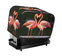 Housse de protection pour grille-pain à 2 tranches avec deux poches pour ranger un couteau - Housse de protection super douce pour machine à pain - Motif flamants roses et baiser dans le lac