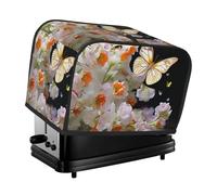 Housse de protection pour grille-pain à 2 tranches avec deux poches pour ranger un couteau, super douce, motif papillons, narcisses, fleurs, pour petit four, cuisine, machine à pain