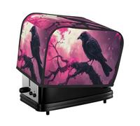 Housse de protection pour grille-pain à 2 tranches avec poches Motif corbeau noir avec fond violet