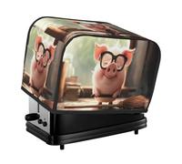 Housse de protection pour grille-pain à 2 tranches avec poches, protection contre la poussière et les empreintes digitales A Little Pig portant des lunettes qui aime apprendre