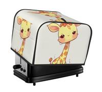 Housse de protection pour grille-pain à 4 tranches avec deux poches pour ranger les couteaux, super douce, housse de protection pour machine à pain mignon avec nœud et girafe