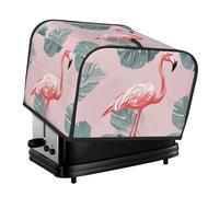 Housse de protection pour grille-pain à 4 tranches avec deux poches pour ranger les couteaux, super douce, motif flamant rose, feuilles de palmier, housse de protection pour petit four de cuisine