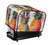 Housse de protection pour grille-pain à 4 tranches avec deux poches pour ranger un couteau - Super douce - Motif fruits tropicaux - Aquarelle - Ananas - Pour petit four de cuisine - Housse de