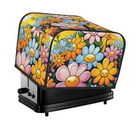 Housse de protection pour grille-pain à 4 tranches avec deux poches pour ranger un couteau - Super douce - Motif fleurs mignonnes - Pour cuisine, petit four - Housse de protection pour machine à pain