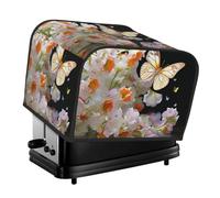 Housse de protection pour grille-pain à 4 tranches avec deux poches pour ranger un couteau - Super douce - Motif papillons et narcisses - Pour petit four de cuisine - Housse de protection pour machine