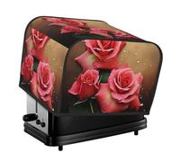 Housse de protection pour grille-pain à 4 tranches avec deux poches pour ranger un couteau - Super douce - Motif roses - Pour petit four de cuisine - Housse de protection pour machine à pain