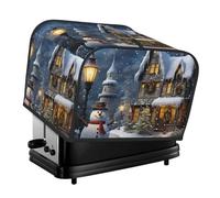 Housse de protection pour grille-pain à 4 tranches avec deux poches pour ranger un couteau - Super douce - Bonshommes de neige et maisons de Noël - Housse de protection pour petit four de cuisine