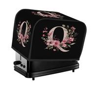 Housse de protection pour grille-pain à 4 tranches - Motif floral botanique - Lettre Q - Pour machine à pain, petit appareil de cuisine